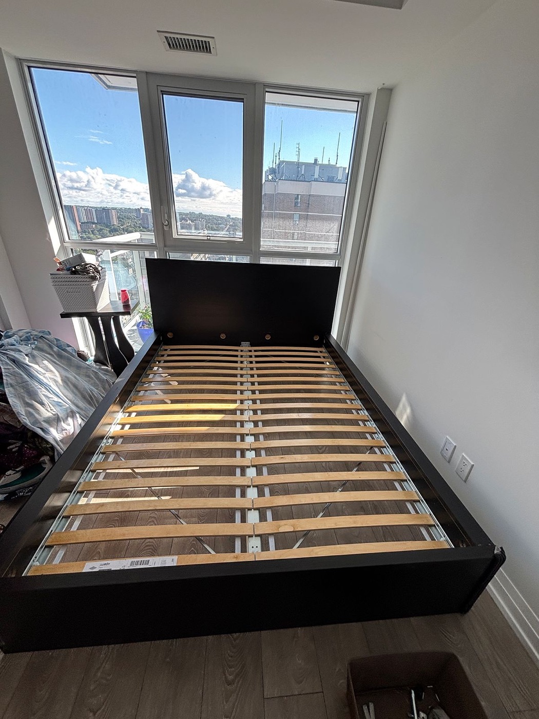 Platform bed assembled in a downtown Toronto condo