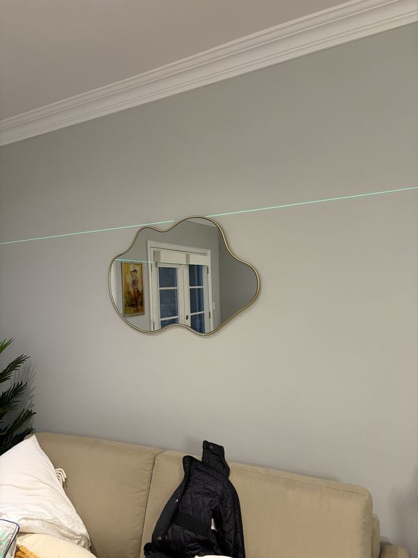 Laser-level alignment for mirror and wall-mount repair work